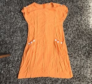 Yidarton Orange Dress with Button Accents, Size M
